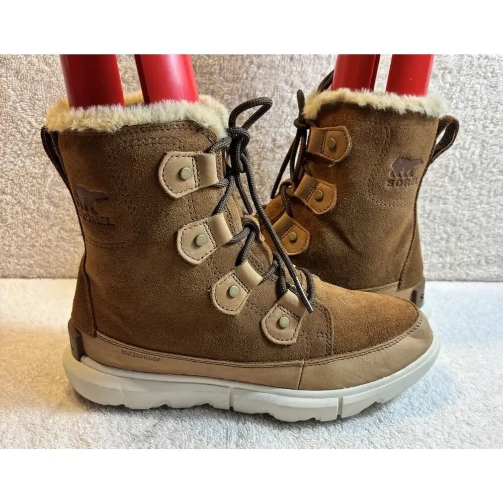 Sorel Explorer II Joan NL4456-242 Faux Fur WP Boot Tan Women’s Size 6.5